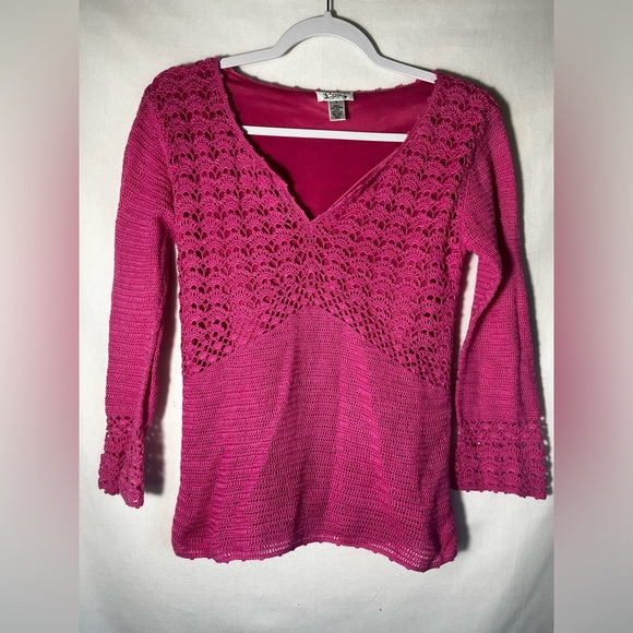 Vinatge Lily Pulitzer Y2K Crochet Pink Top Size S - Picture 2 of 5